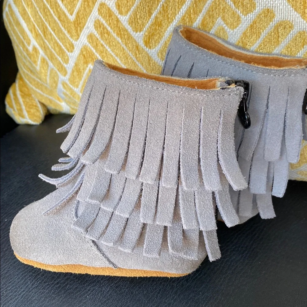 Monkey Feet Fringed Tan Kids Moccasin style Boots